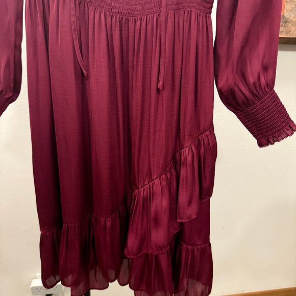Wine-colored silky flaterring dress - perfect for the holidays! Size 10 - Picture 2 of 4